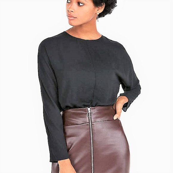 Jet Black Banded Bottom Dolman Express Blouse XXS - Picture 1 of 16